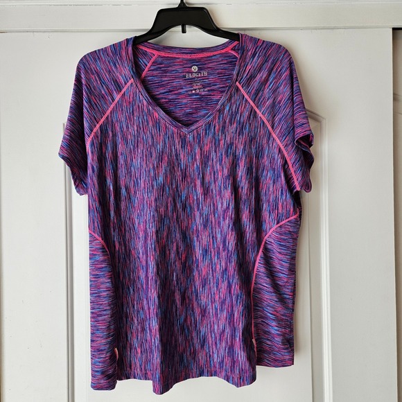 Velocity Womens 2X Workout T-shirt Pink Purple Blue Heathered Lightweight Cool - Picture 1 of 5